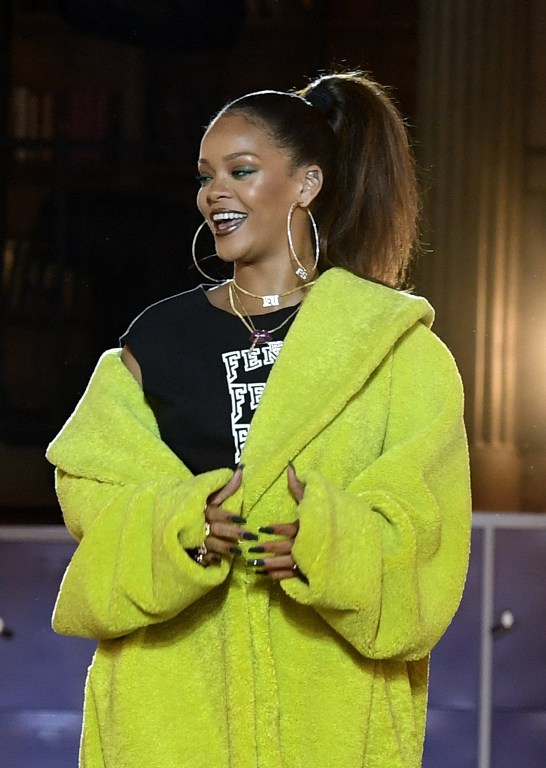 Rihanna at her Fenty Collection for Puma runway presentation (photo by Alain Jocard / AFP)